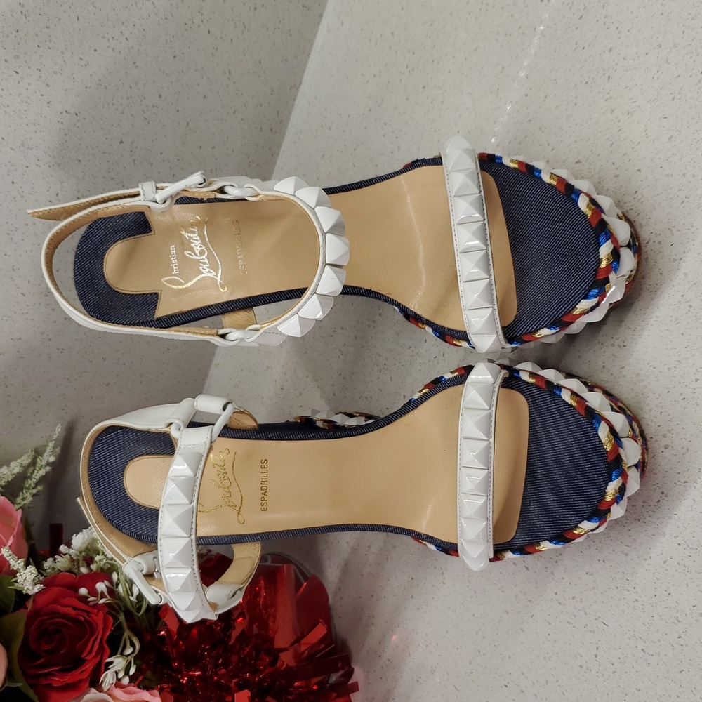 CHRISTIAN LOUBOUTIN Cataclou 140 Wedge Sandals (sz 38)(sz 7.5) - Picture 3 of 8